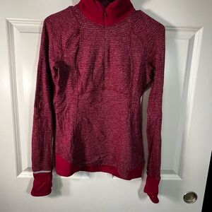 Lululemon Mini Check Bordeaux Berry Runderful 1/2 Zip Long Sleeve, Small